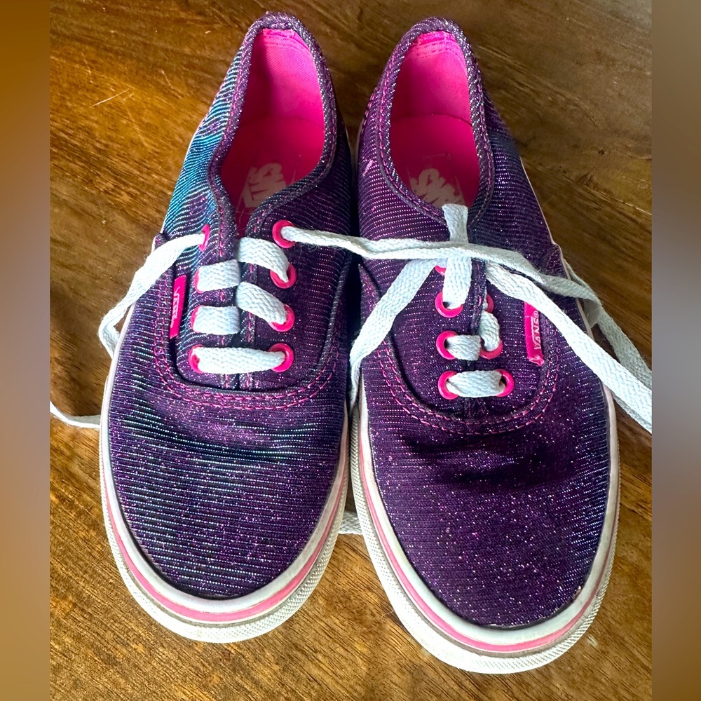 Vans sparkly Vibrant Purple and Pink Sneakers with Textured Fabric size 2
